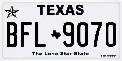 TX license plate BFL9070