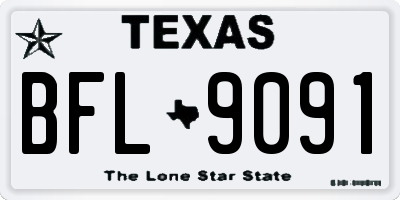 TX license plate BFL9091