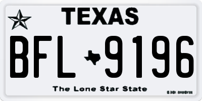 TX license plate BFL9196