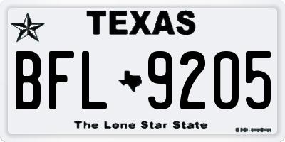 TX license plate BFL9205