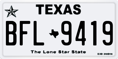 TX license plate BFL9419