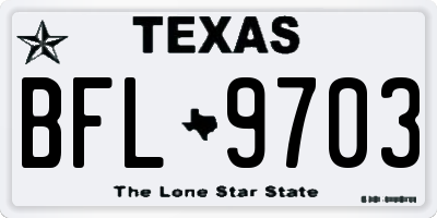 TX license plate BFL9703