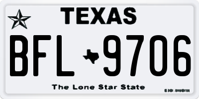 TX license plate BFL9706