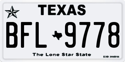 TX license plate BFL9778