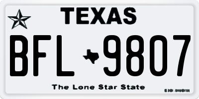 TX license plate BFL9807