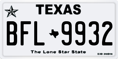 TX license plate BFL9932