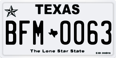 TX license plate BFM0063