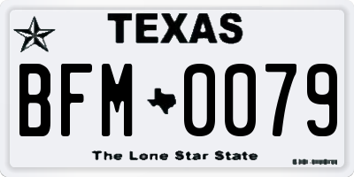 TX license plate BFM0079