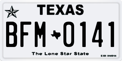 TX license plate BFM0141