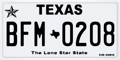 TX license plate BFM0208