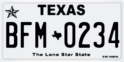 TX license plate BFM0234