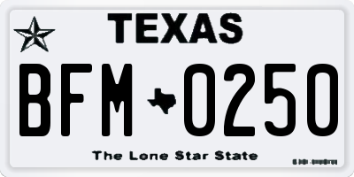 TX license plate BFM0250