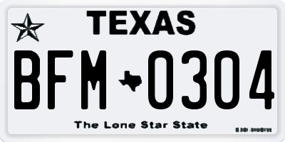 TX license plate BFM0304