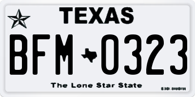 TX license plate BFM0323