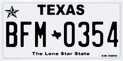 TX license plate BFM0354