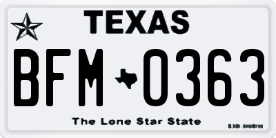 TX license plate BFM0363