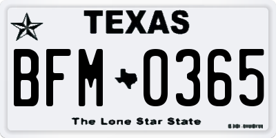 TX license plate BFM0365