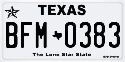 TX license plate BFM0383