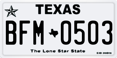 TX license plate BFM0503
