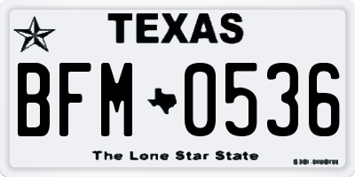 TX license plate BFM0536