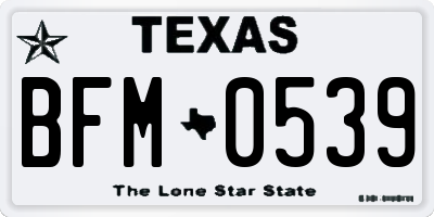 TX license plate BFM0539