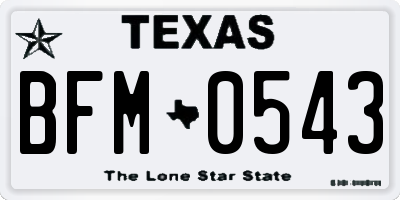 TX license plate BFM0543