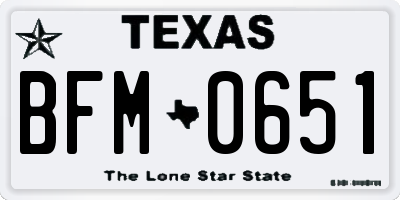 TX license plate BFM0651
