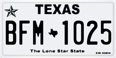TX license plate BFM1025