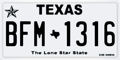 TX license plate BFM1316