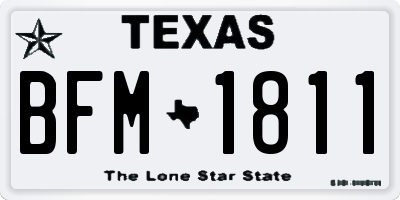 TX license plate BFM1811
