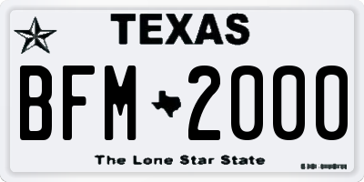 TX license plate BFM2000