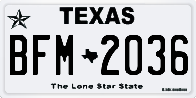 TX license plate BFM2036