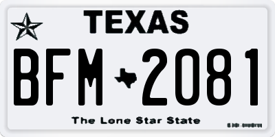 TX license plate BFM2081