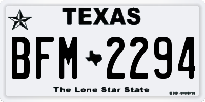 TX license plate BFM2294