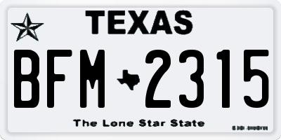 TX license plate BFM2315