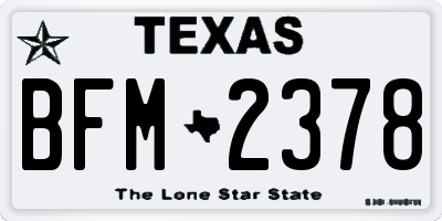TX license plate BFM2378