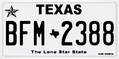 TX license plate BFM2388