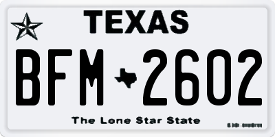 TX license plate BFM2602