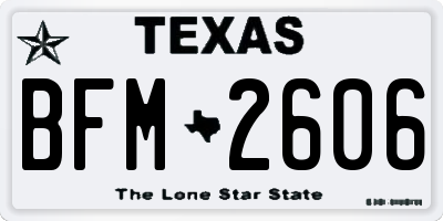 TX license plate BFM2606
