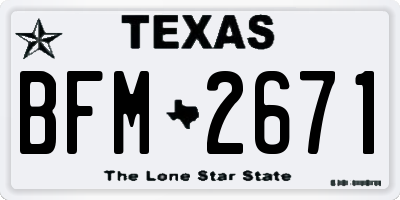 TX license plate BFM2671