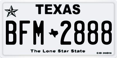 TX license plate BFM2888