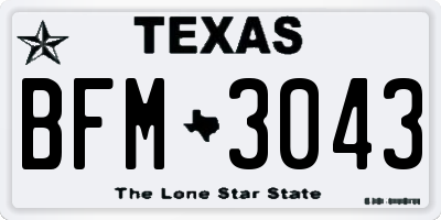 TX license plate BFM3043
