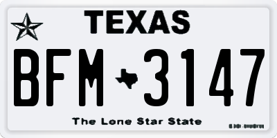 TX license plate BFM3147