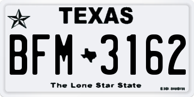 TX license plate BFM3162