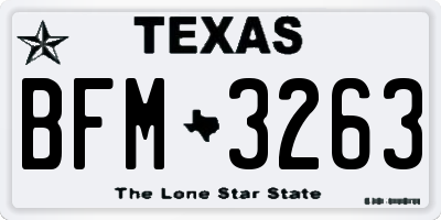 TX license plate BFM3263