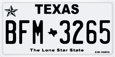TX license plate BFM3265