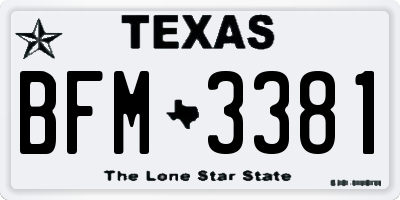 TX license plate BFM3381