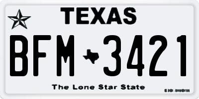 TX license plate BFM3421
