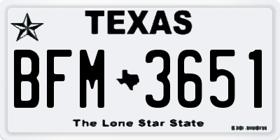 TX license plate BFM3651