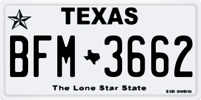 TX license plate BFM3662